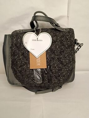 Steve Madden Black Tweed Crossbody Bag